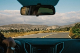 view through windshield driving